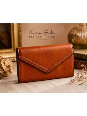 Vintage Princess Gardner Leather Clutch Wallet Cognac Brown Full Grain Cowhide K